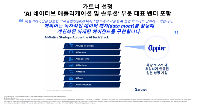 가트너 애피어 AI 네이티브 기업 선정
