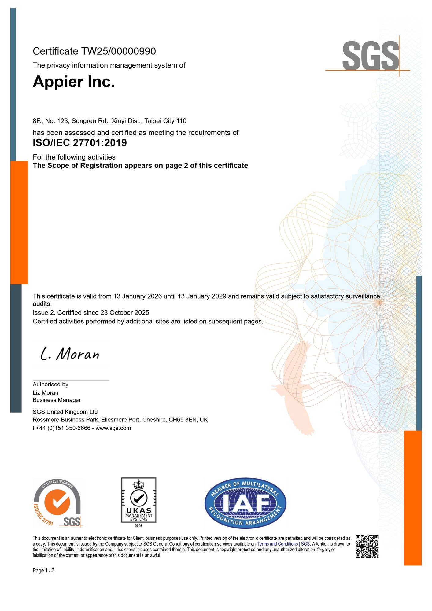 SGS_ISO_IEC 27701_2019_TW2500000990_EN_page-0001